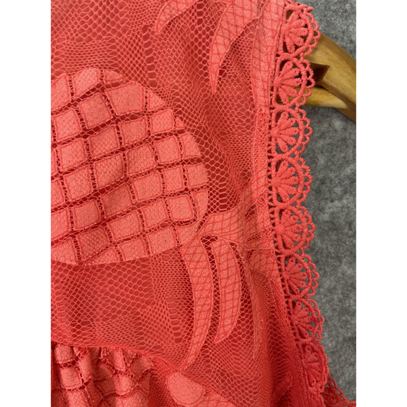 Maeve Anthropologie Blouse Womens 12 Coral Lace Crochet Pineapple Tank Top - Picture 11 of 14